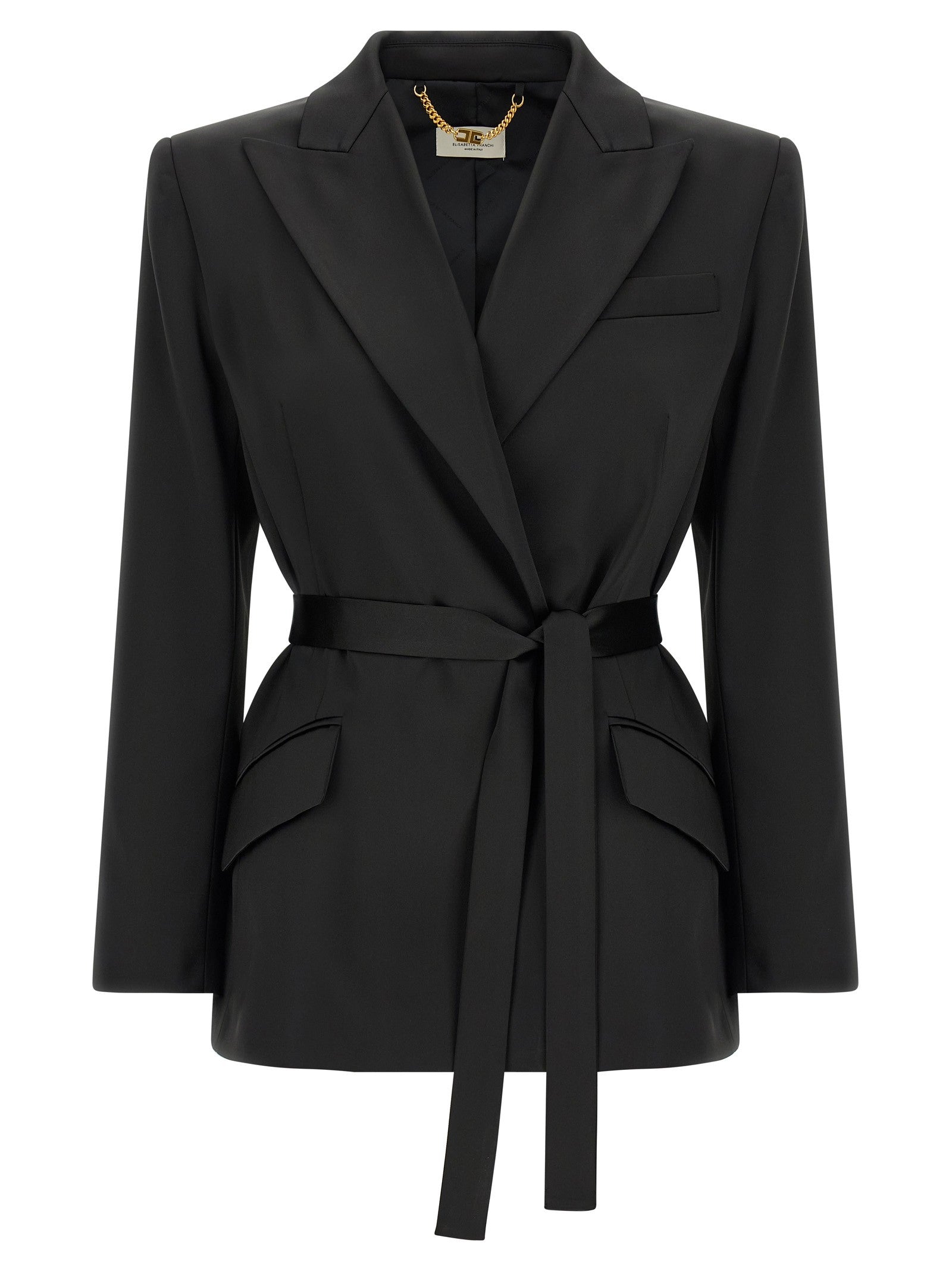 Elisabetta Franchi Stretch Satin Blazer Black