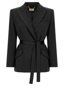 Elisabetta Franchi Stretch Satin Blazer Black