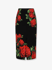 Dolce &amp; Gabbana Women's Stretch Silk Midi Skirt Black