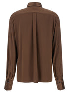 Brunello Cucinelli Stretch Silk Satin Shirt Brown, view 2
