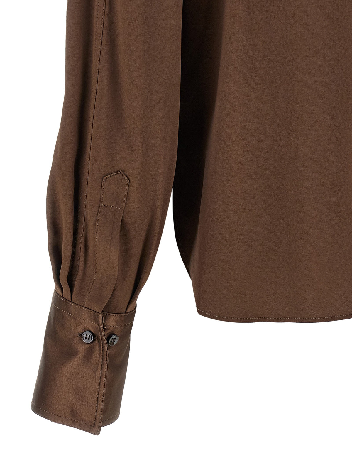 Brunello Cucinelli Stretch Silk Satin Shirt Brown, view 4