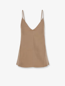 Brunello Cucinelli Women's Stretch Silk Top Brown Brunello Cucinelli