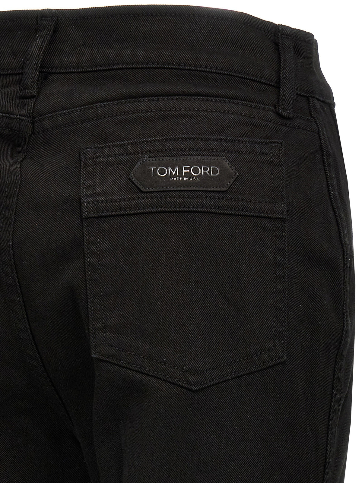 Tom Ford Stretch Twill Denim Wide Flare Jeans Black