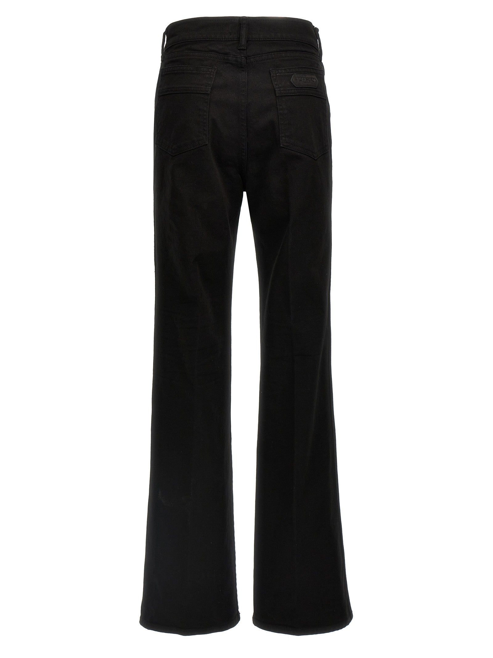 Tom Ford Stretch Twill Denim Wide Flare Jeans Black