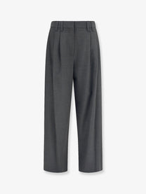 Brunello Cucinelli Women's Stretch Virgin Wool Blend Trousers Grey