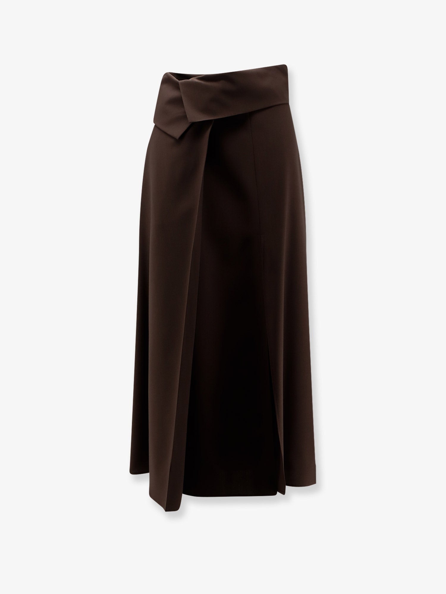 Alysi Women's Stretch Virgin Wool Long Skirt Brown