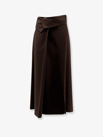 Alysi Women's Stretch Virgin Wool Long Skirt Brown
