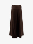 Alysi Women's Stretch Virgin Wool Long Skirt Brown, view 2