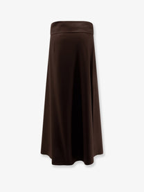 Alysi Women's Stretch Virgin Wool Long Skirt Brown