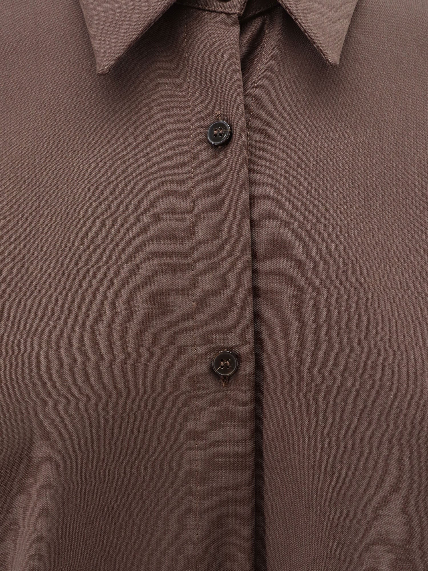 Alysi Women's Stretch Virgin Wool Shirt Brown