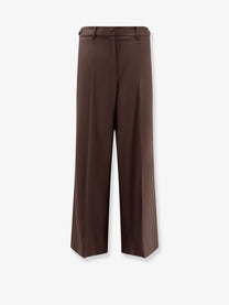 Alysi Women's Stretch Virgin Wool Trousers Brown