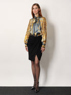 Versace Women's Stretch Viscose Midi Skirt Black