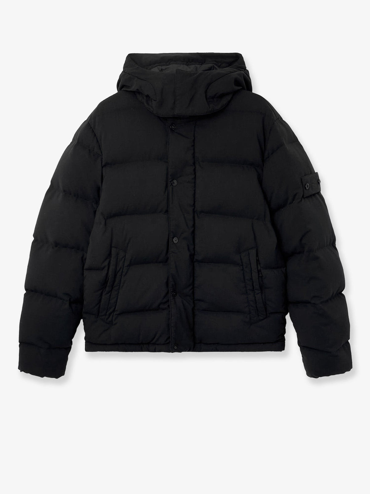 Stone Island Men's Stretch Wool Blend Down Jacket Black