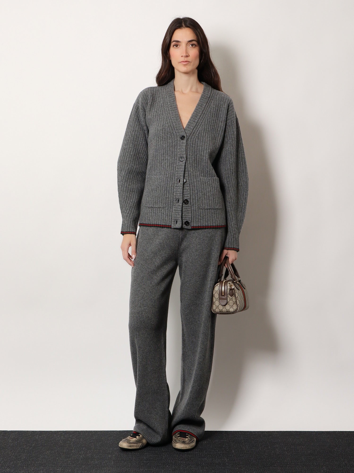 Gucci Women's Stretch Wool Trousers Grey