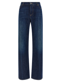 Dolce &amp; Gabbana Stretched Pleated Trompe Loeil Jeans Blue