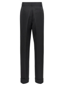 Ferragamo Stretched Pleated Trousers Black