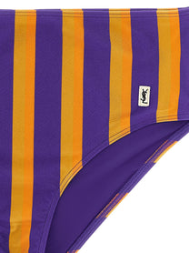 Saint Laurent Striped Bikini Briefs Gold