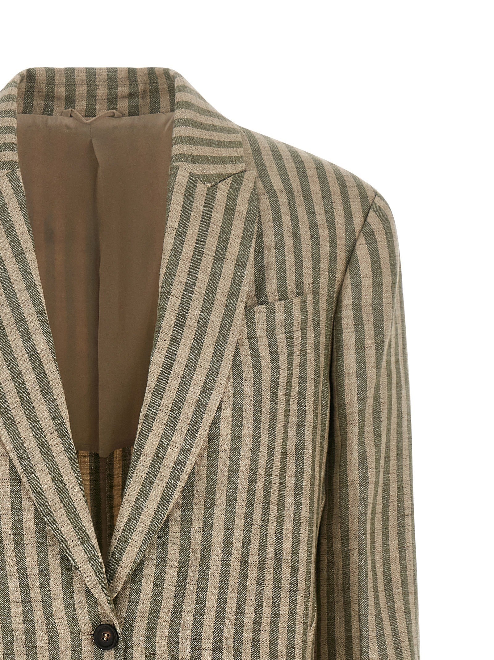 Brunello Cucinelli Striped Blazer Green
