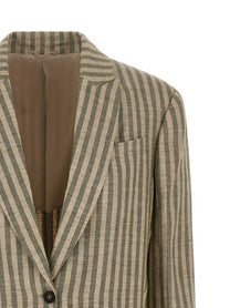 Brunello Cucinelli Striped Blazer Green