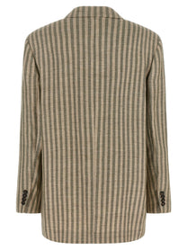Brunello Cucinelli Striped Blazer Green