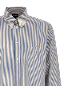 Fendi Striped Button Down Shirt Blue