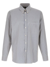 Fendi Striped Button Down Shirt Blue