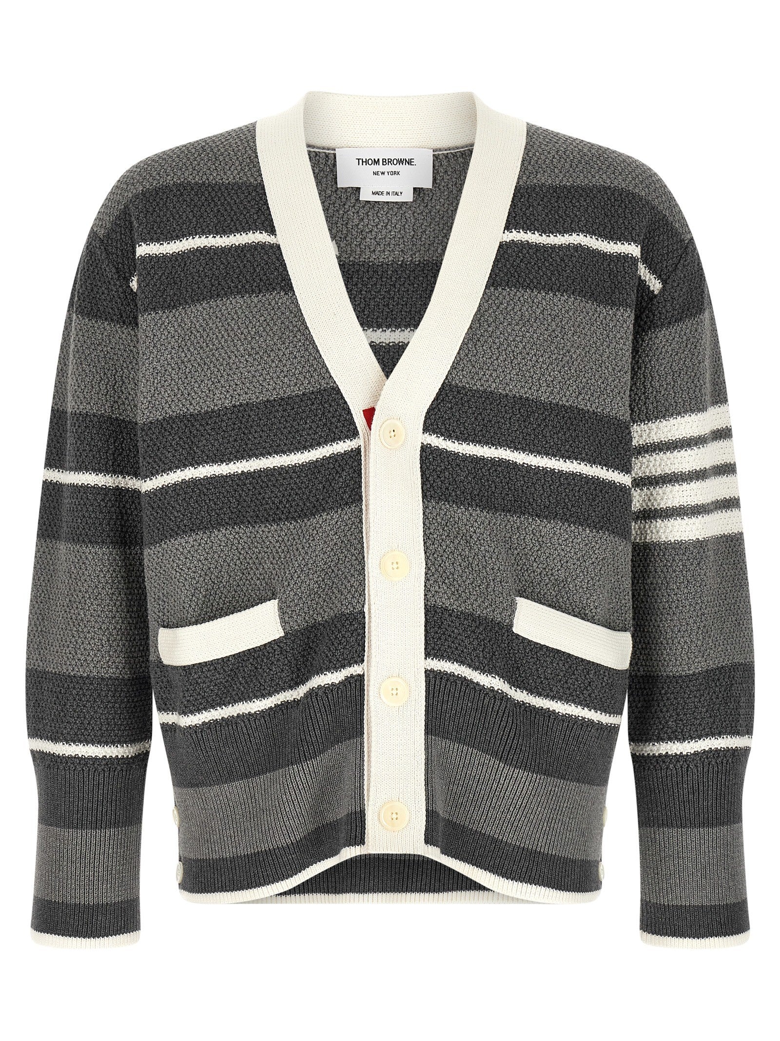 Thom Browne Striped Cardigan Grey
