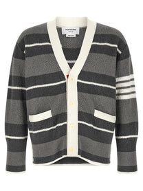 Thom Browne Striped Cardigan Grey