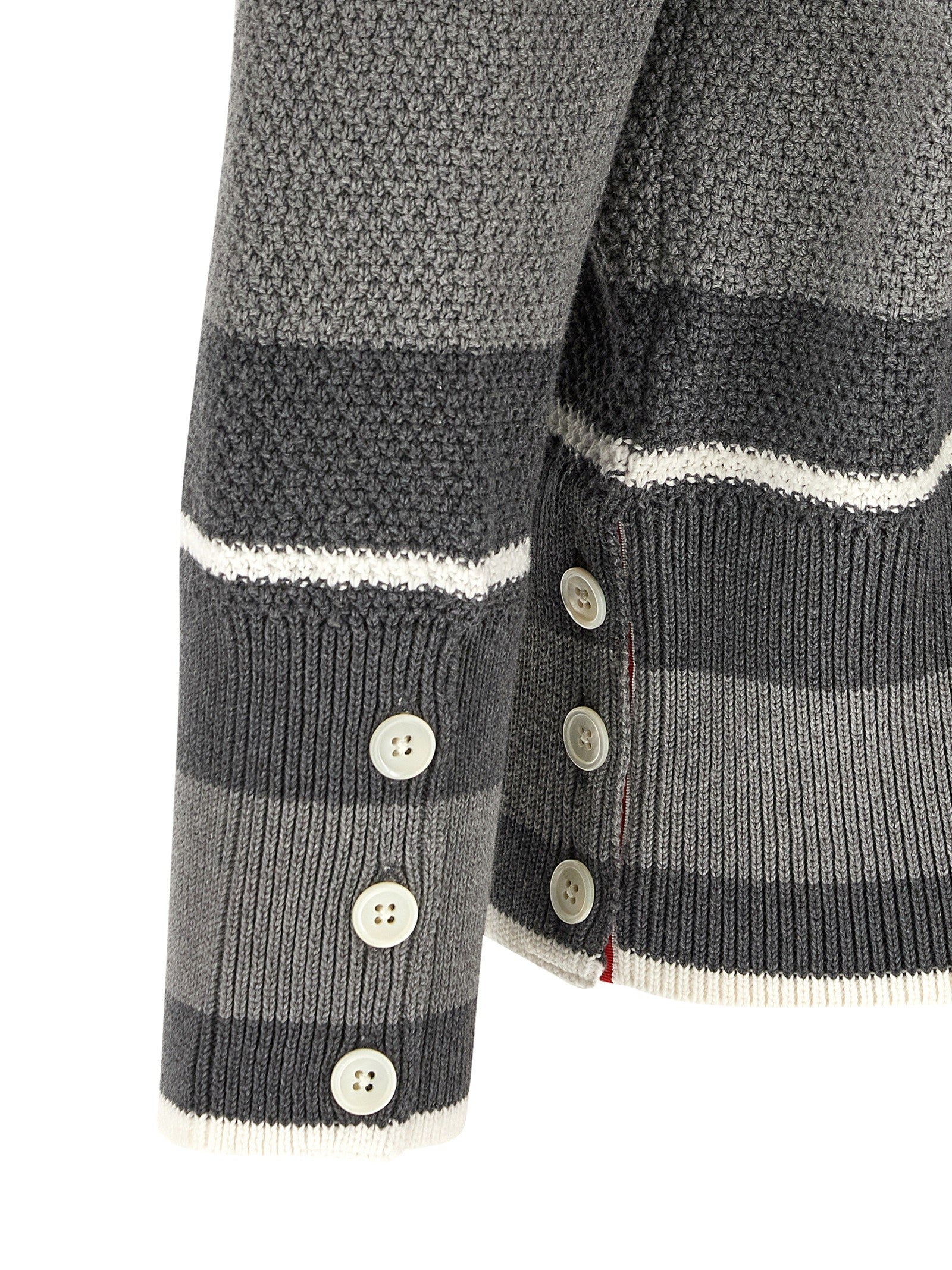 Thom Browne Striped Cardigan Grey