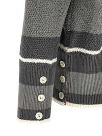 Thom Browne Striped Cardigan Grey