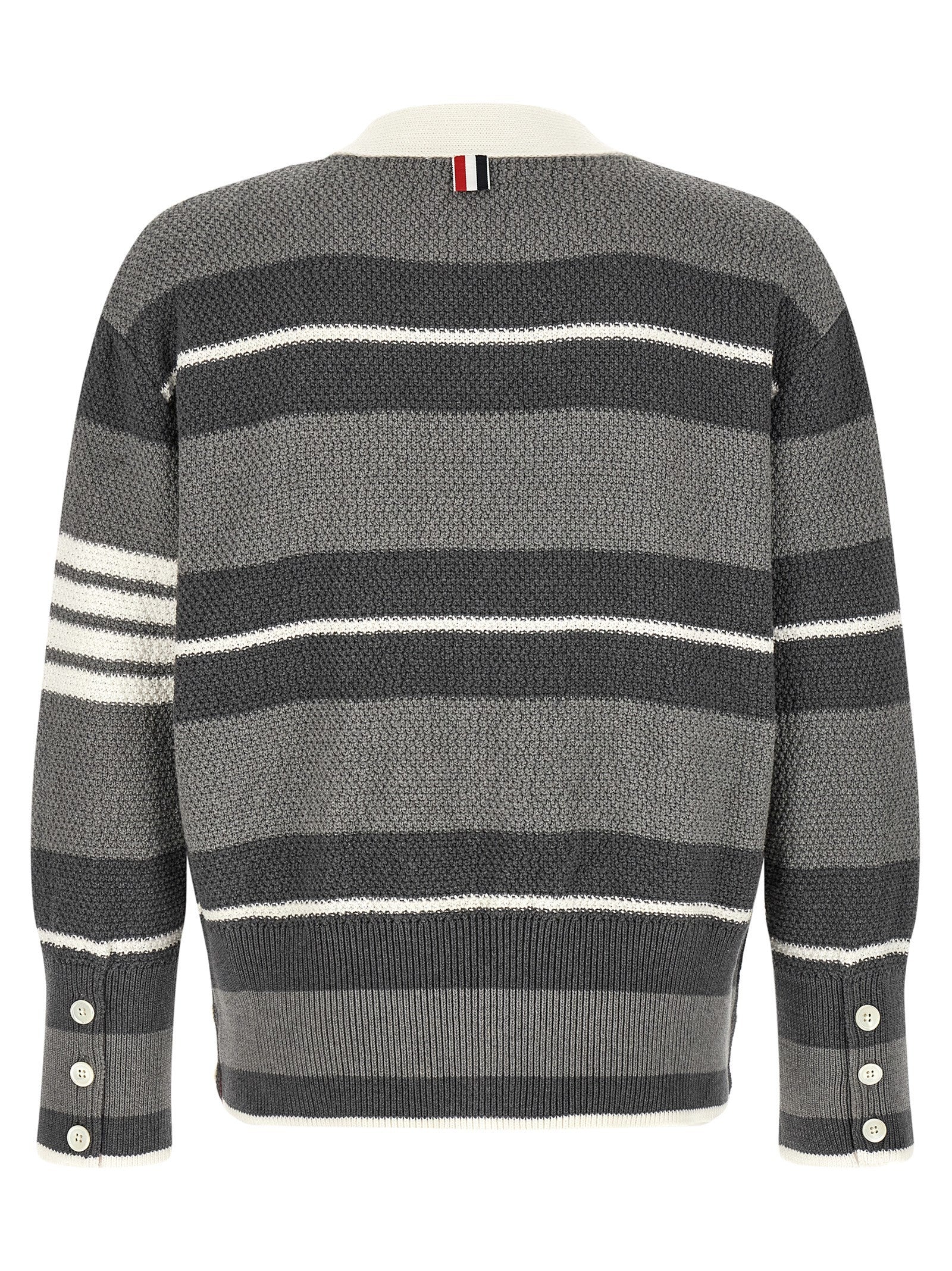 Thom Browne Striped Cardigan Grey