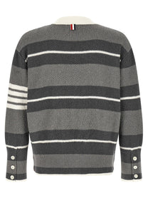 Thom Browne Striped Cardigan Grey