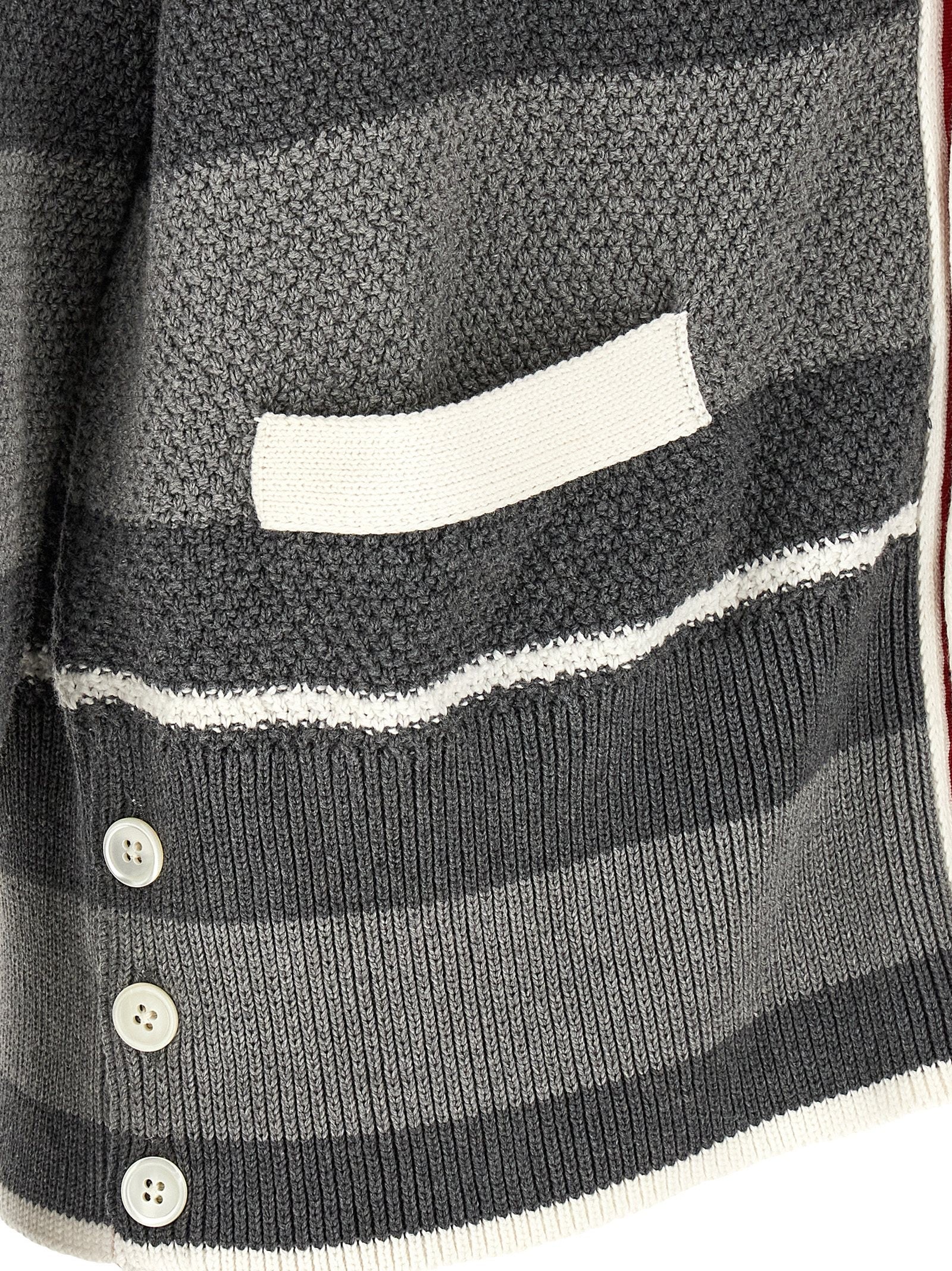 Thom Browne Striped Cardigan Grey