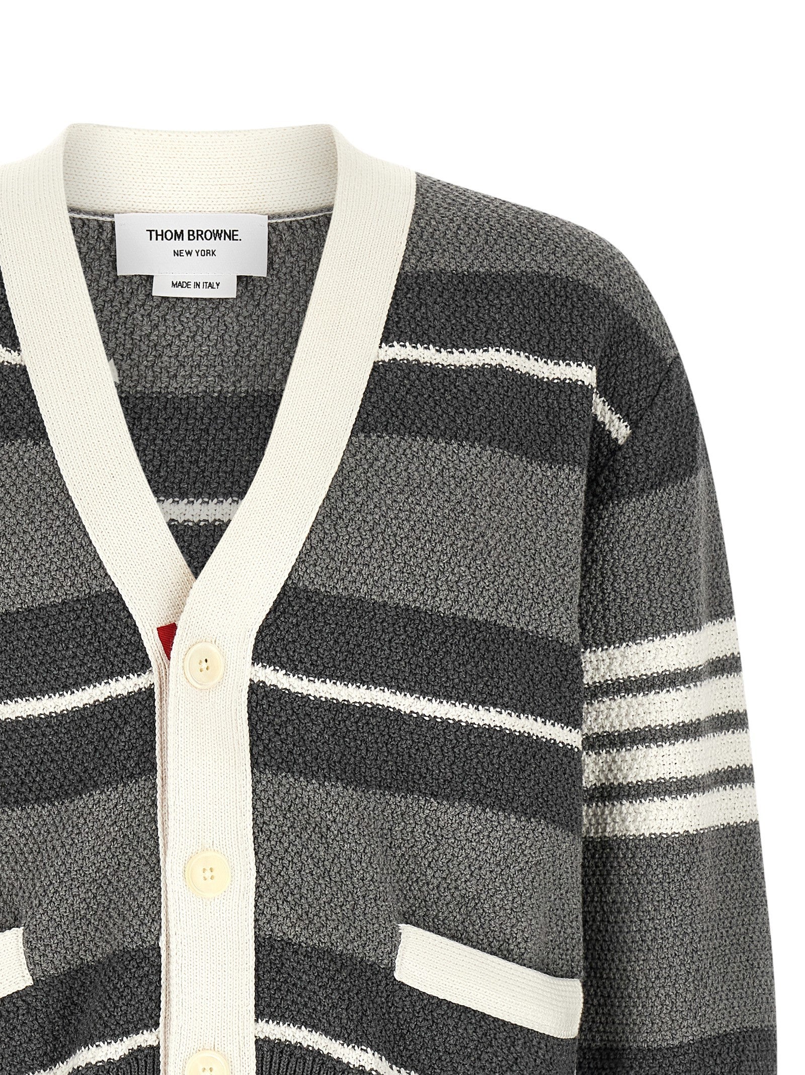 Thom Browne Striped Cardigan Grey