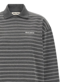 Miu Miu Striped Collared Sweatshirt Gold
