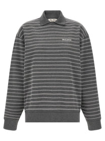 Miu Miu Striped Collared Sweatshirt Gold