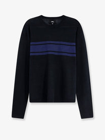 Stussy Men's Striped Cotton and Linen Sweater Black
