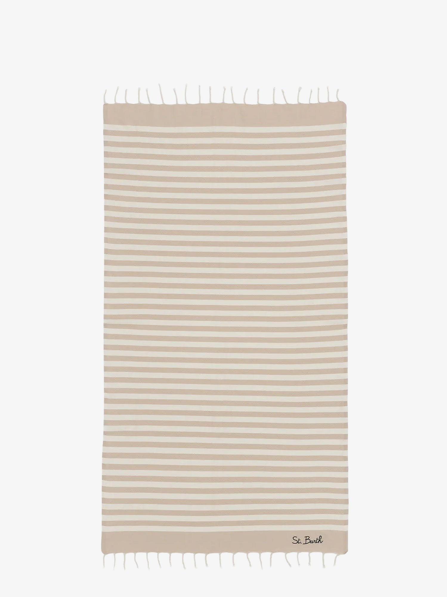 Mc2 Saint Barth Men's Striped Cotton Beach Towel Beige