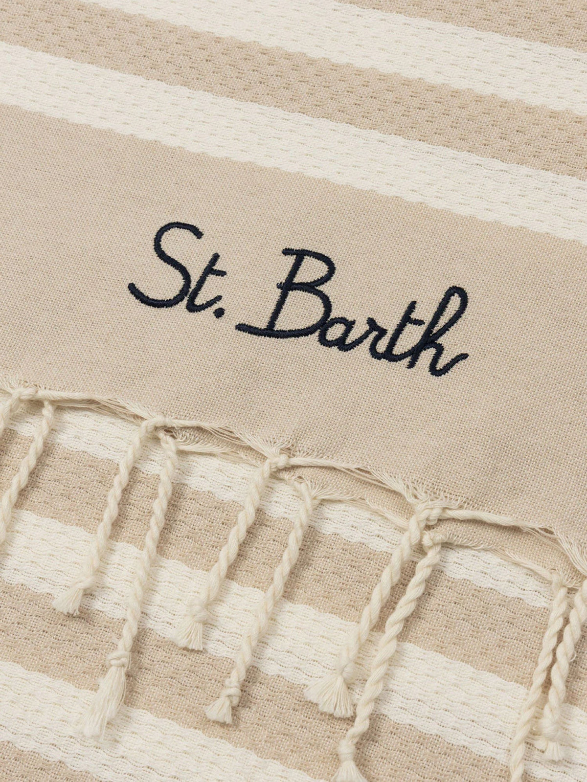Mc2 Saint Barth Men's Striped Cotton Beach Towel Beige