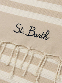 Mc2 Saint Barth Men's Striped Cotton Beach Towel Beige