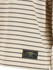 Ganni Striped Cotton Polo Shirt Brown