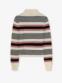 Celine Women's Striped Cotton Polo Sweater Black
