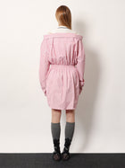 Miu Miu Women's Striped Cotton Shirt Dress Pink, view 3