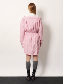 Miu Miu Women's Striped Cotton Shirt Dress Pink