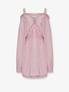 Miu Miu Women's Striped Cotton Shirt Dress Pink