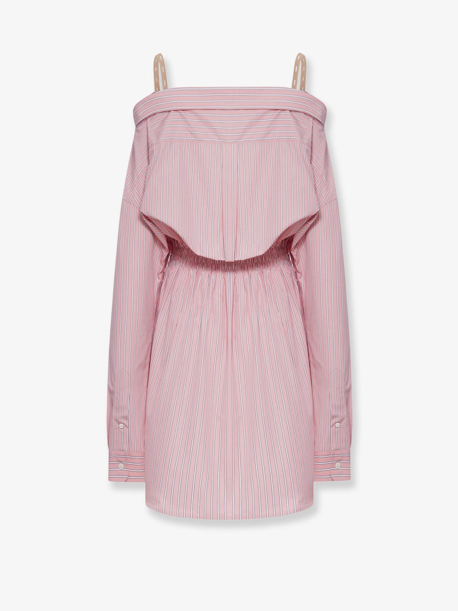 Miu Miu Women's Striped Cotton Shirt Dress Pink