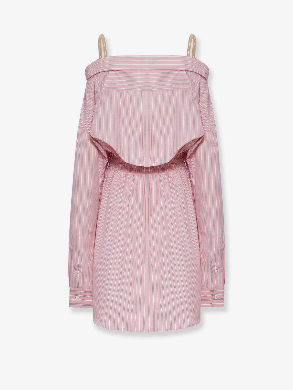 Miu Miu Women's Striped Cotton Shirt Dress Pink, view 4