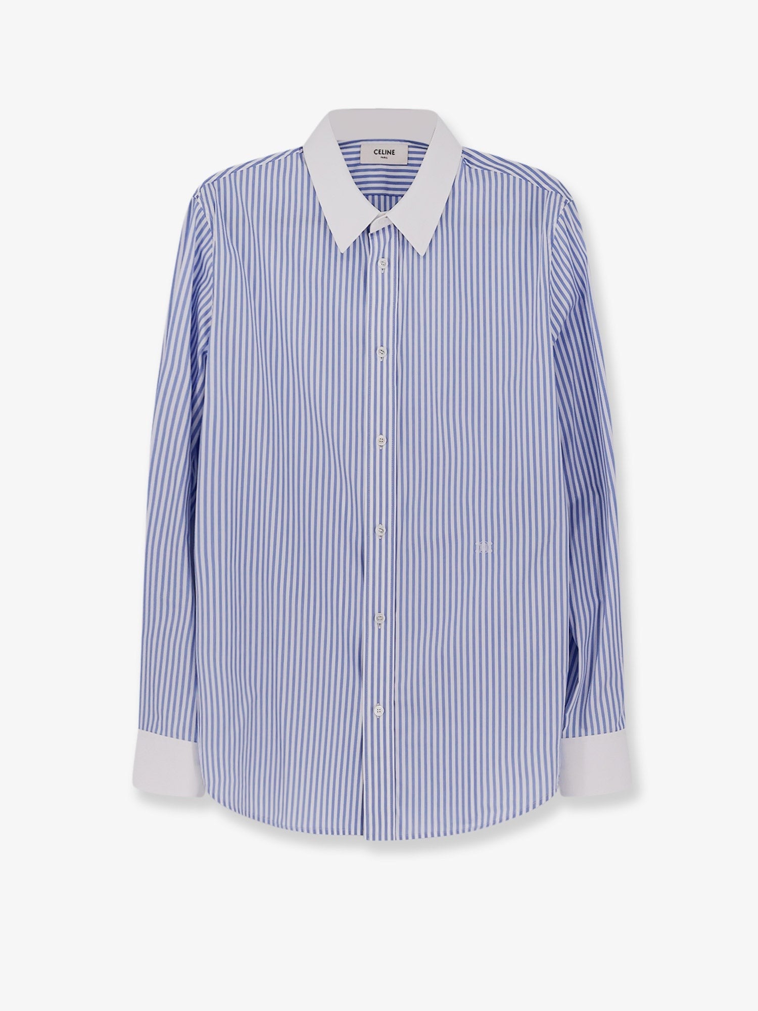 Celine Men's Striped Cotton Shirt White Celine