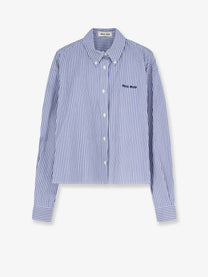 Miu Miu Women's Striped Cotton Shirt White