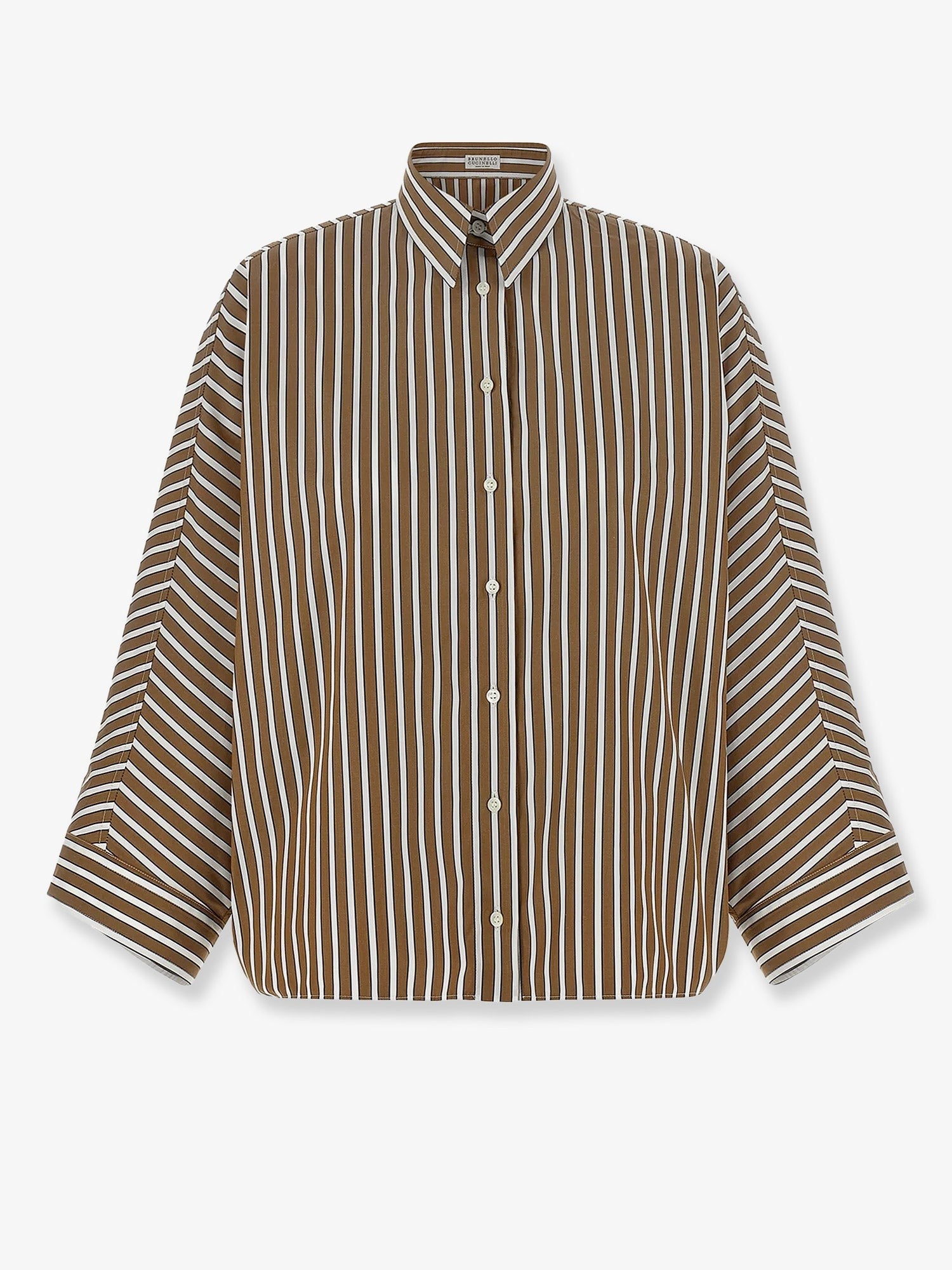 Brunello Cucinelli Women's Striped Cotton Shirt Brown Brunello Cucinelli
